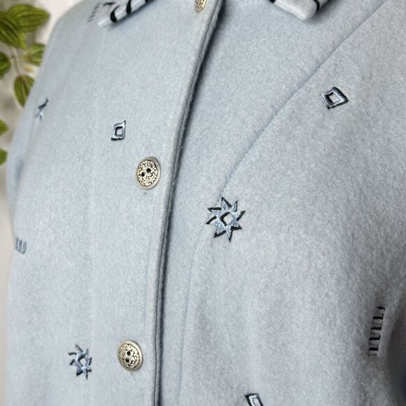 Vintage Teddi Women’s Sz M 80s Cozy Teddy Bear Fleece Blue Embroidered Jacket - Picture 5 of 15